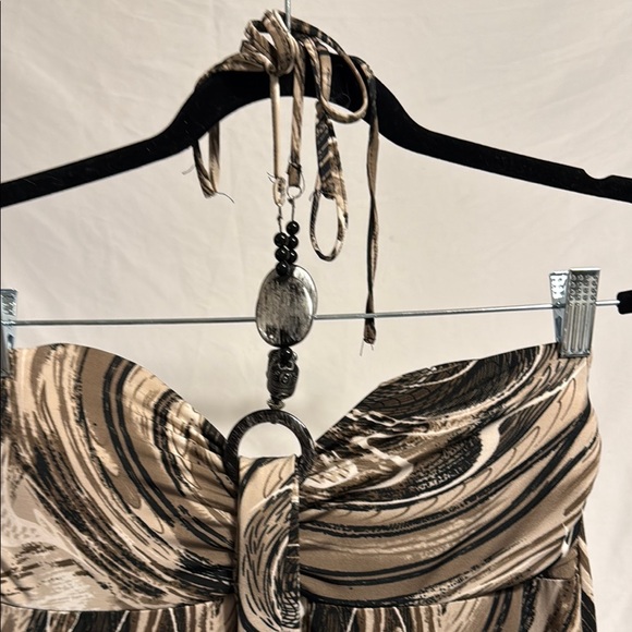 ✨ Bizz Girl Y2K Swirl Print Halter Maxi Dress - Size Small ✨ - Picture 2 of 7